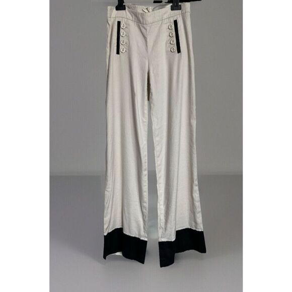 Anthropologie Leifsdottir Linen Sailor Pants Sz 2 Rear Tie Side Buttons MSRP $98 - Picture 1 of 12